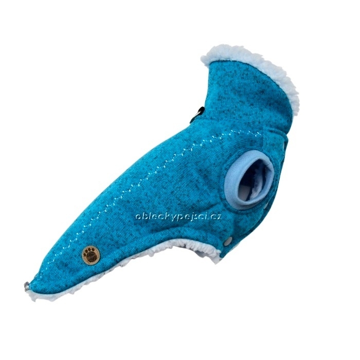 Zimní svetr s beránkem Petrolejový s výšivkou