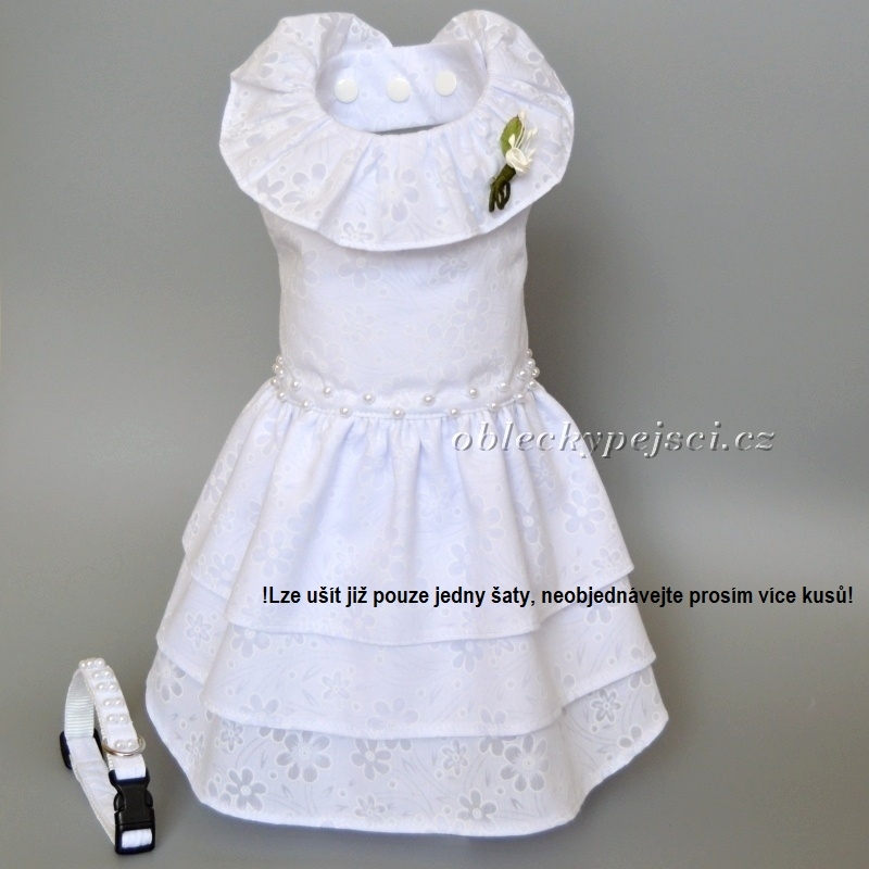 Svatební šaty + obojek Bílé s perličkami