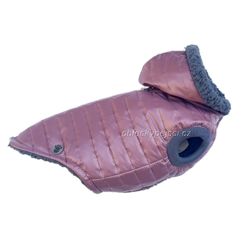 Zimní bunda Starorůžová s kapucí
