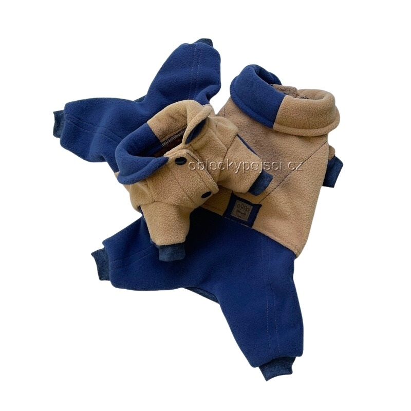 Fleecový overal Béžovo - modrý