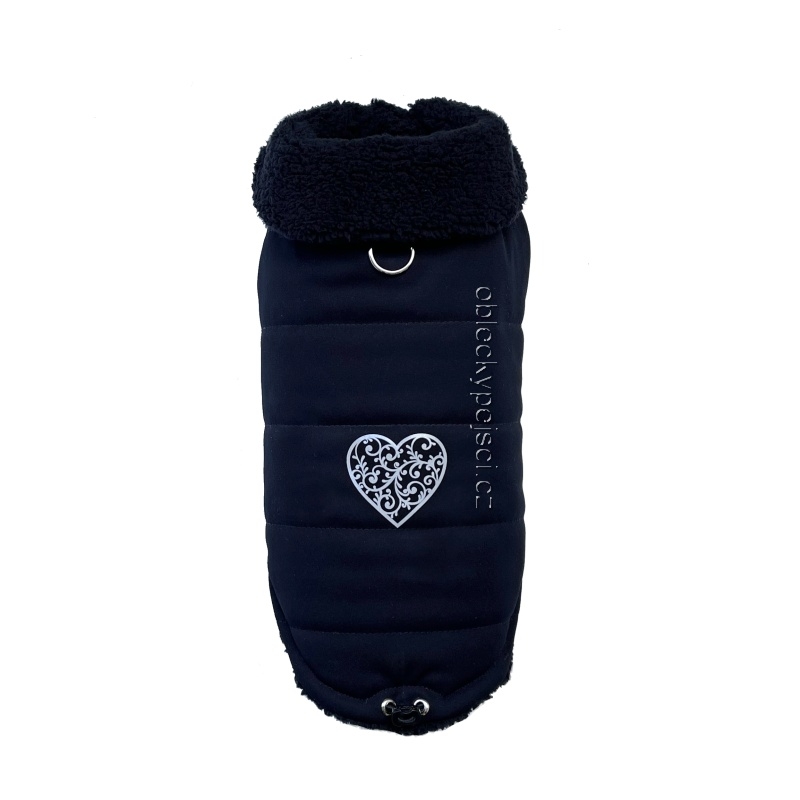 Zimní soft. bunda Černá - reflexní srdíčko