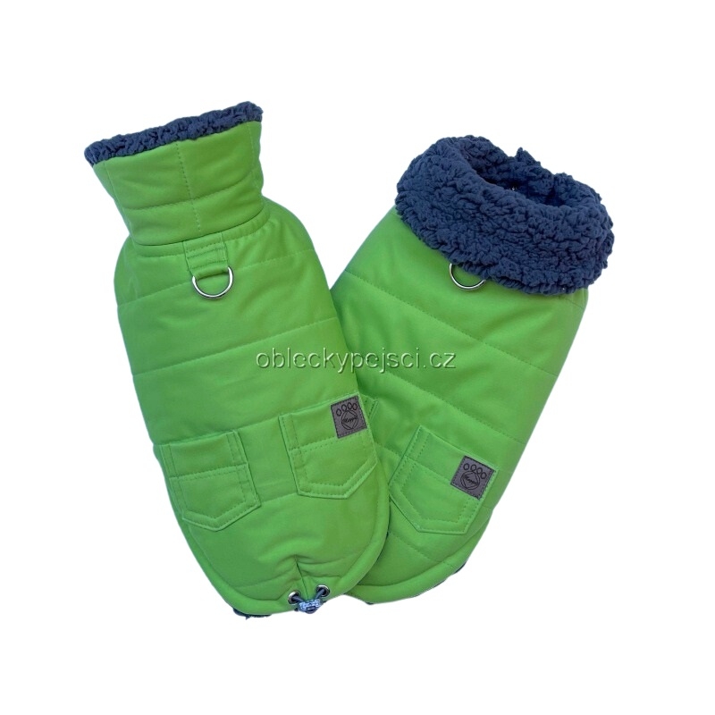 Zimní soft. bunda Zelená s límcem