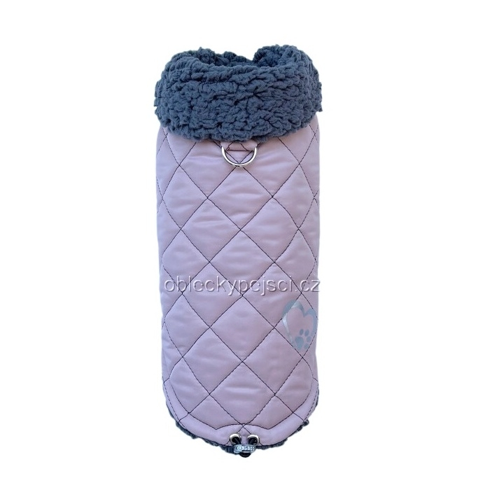 Zimní bunda starorůžová s šedým límcem