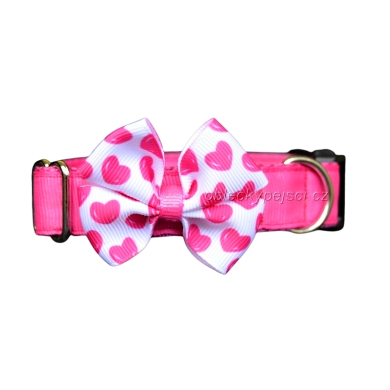 Obojek růžový Mašlička se srdíčky