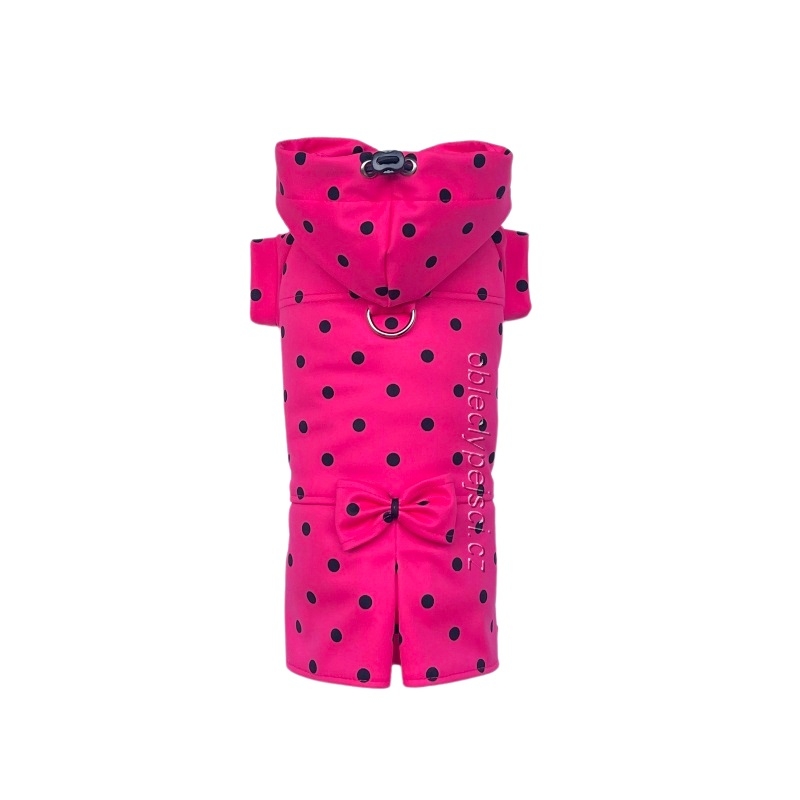 Letní softshellka/pláštěnka Růžová/černý puntík