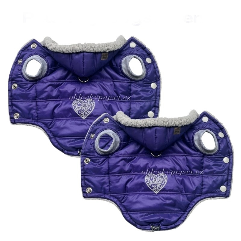 Zimní bunda fialová s reflexním srdíčkem