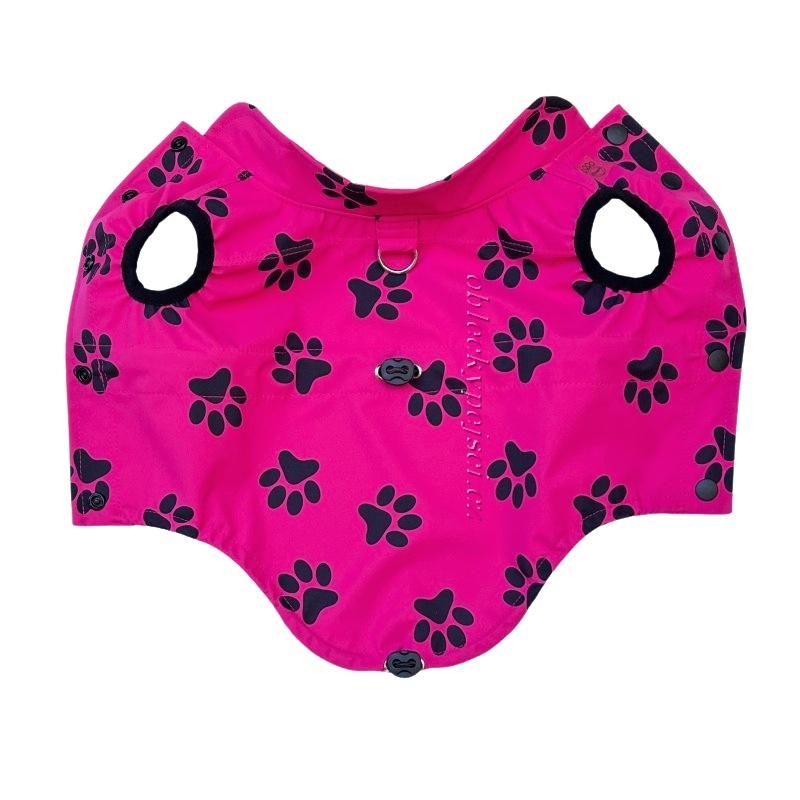 Letní softshellka/pláštěnka  Růžová - černé tlapky