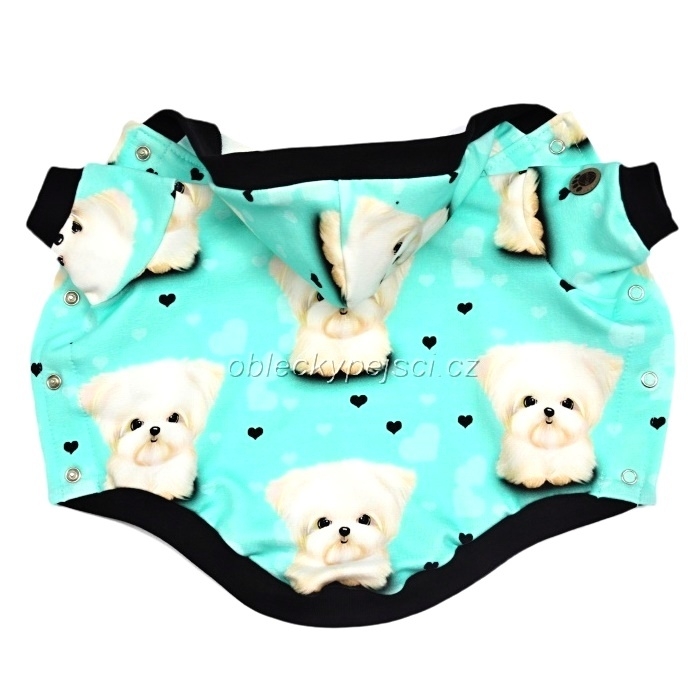 Tepláková mikina - fenka Maltézáček na mintu